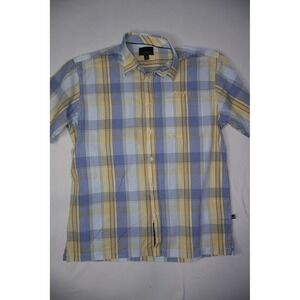 Phat Farm Mens XXL Button Down Shirt Plaid Yellow Blue Streetwear Y2K